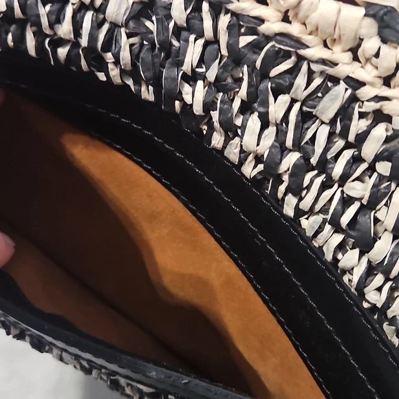 Patricia Nash Loulia Clutch/Crossbody Bag: Woven Straw Natural & Black - Picture 6 of 10